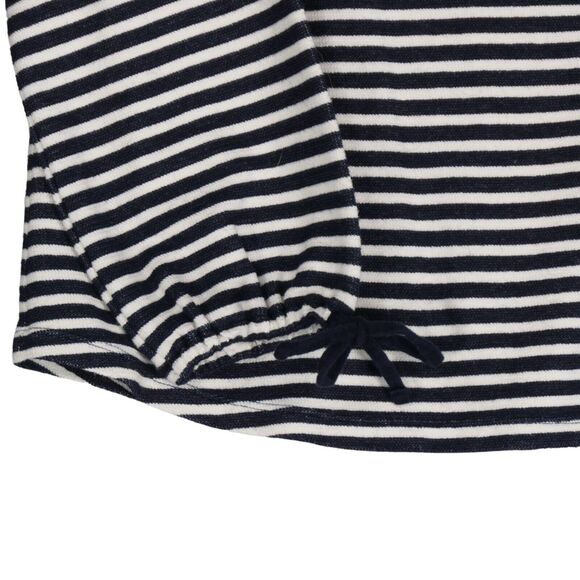 Talbots Knit Top Womens Large Blue White Stripe Nautical Tie Long Sleeves - Picture 3 of 10